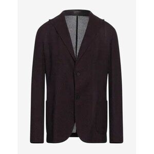 Emporio Armani Mens Burgundy Blazer Jacket 52R Slim Fit Cotton Blend New w Tags